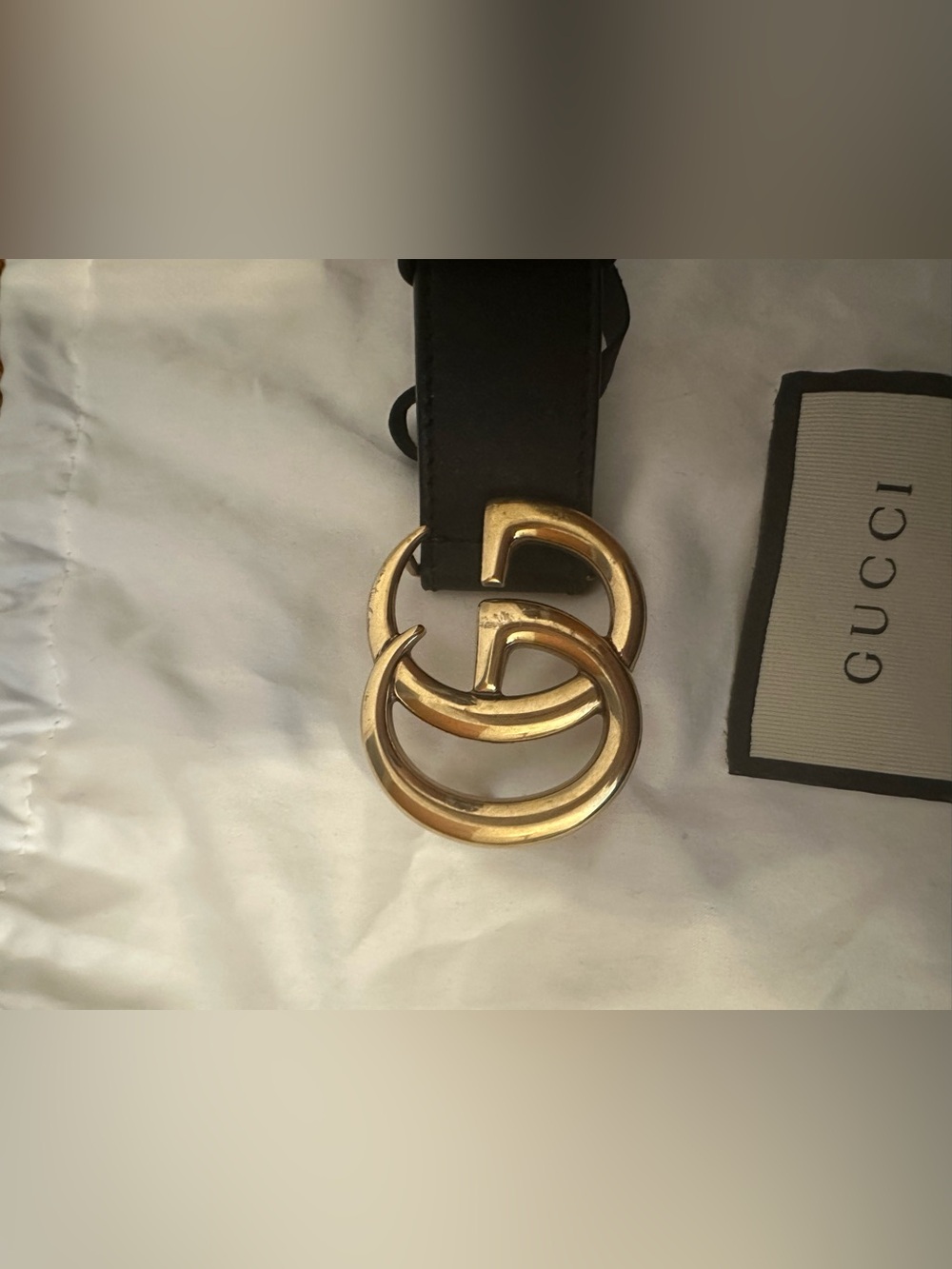 Gucci Marmont Black Leather Belt with Gold Interlocking GG Buckle - Picture 10 of 16